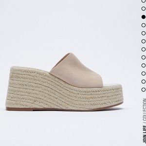 Zara split leather jute wedges